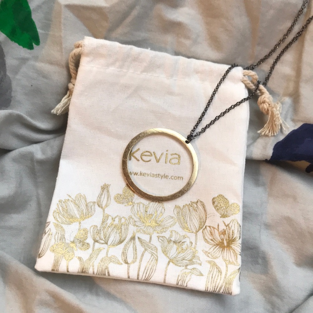 Long gold circle necklace